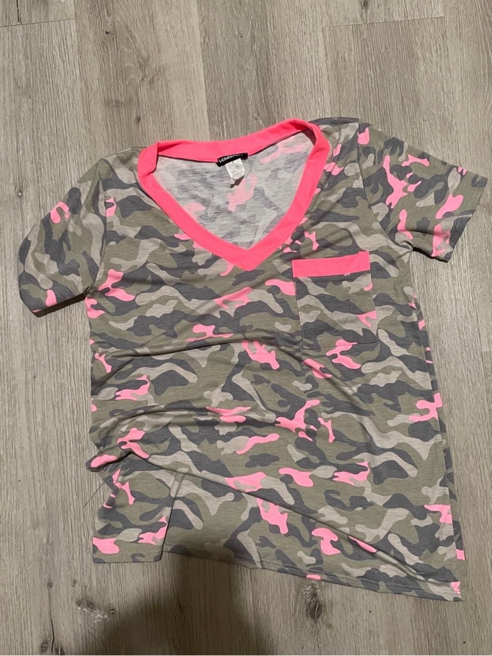 Pink Camo V-Neck Tee